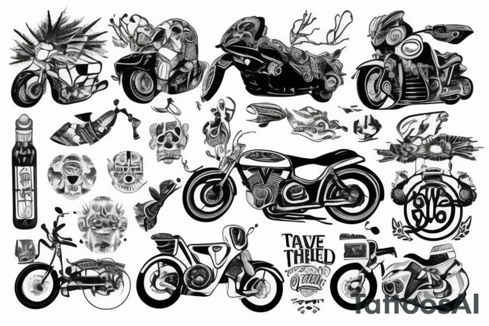 Travel around the world on mitorcycle tattoo idea