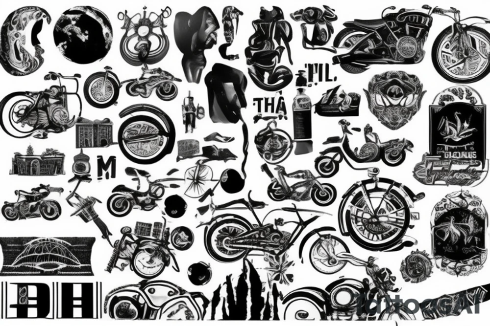 Travel around the world on mitorcycle tattoo idea