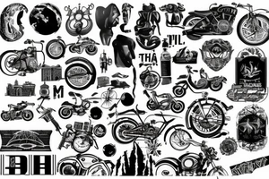 Travel around the world on mitorcycle tattoo idea