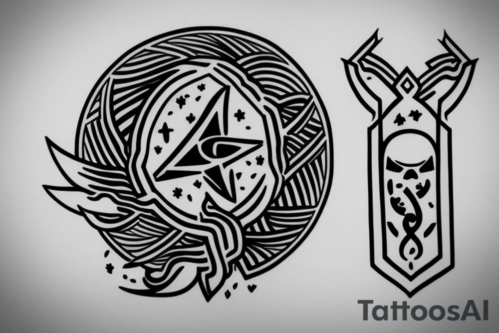 a simple tattoo which symbolises the guardian of the three jewels tattoo idea