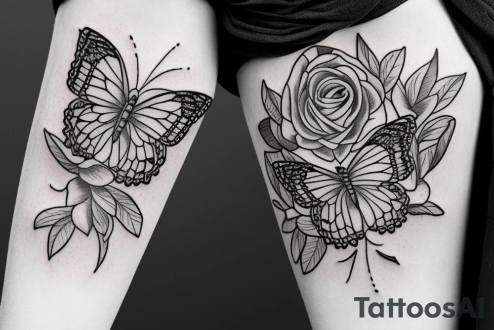 Rose and butterfly tattoo idea