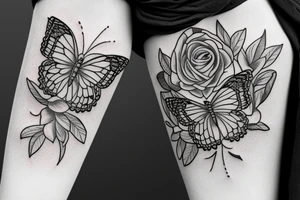 Rose and butterfly tattoo idea