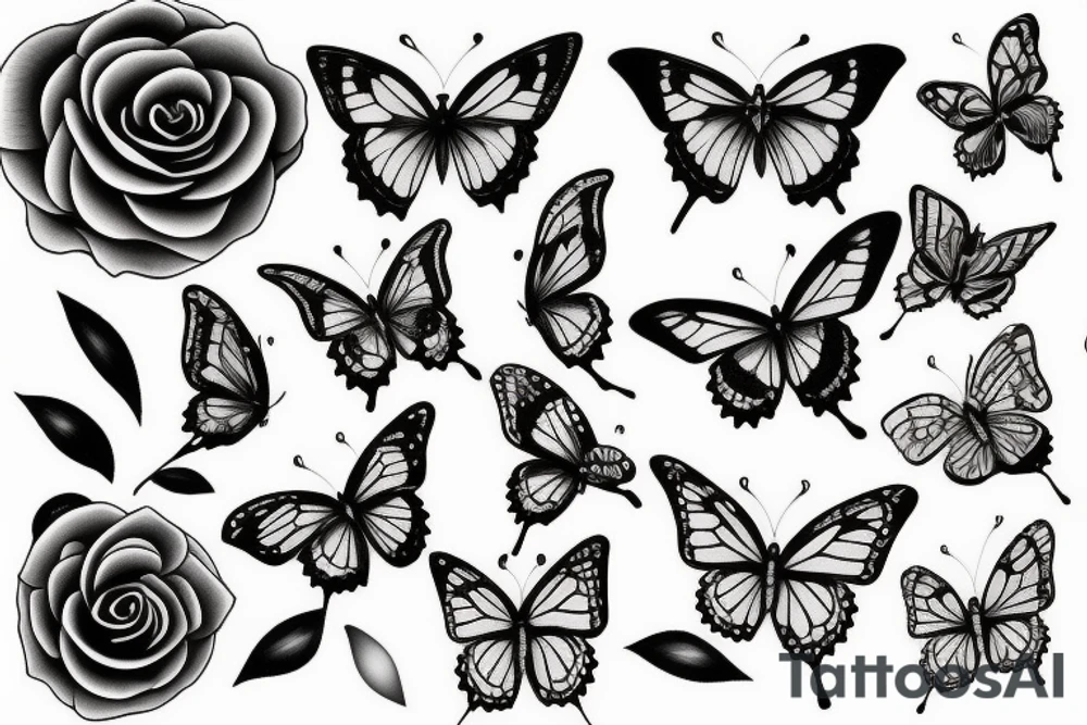 Rose and butterfly tattoo idea
