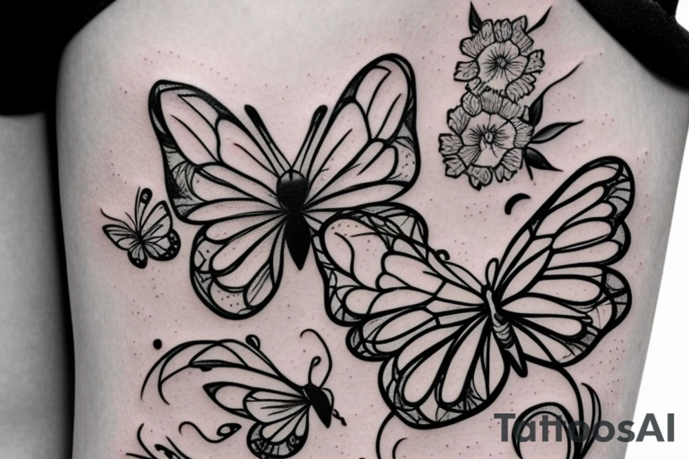 Small Rose and butterfly tattoo idea