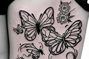 Small Rose and butterfly tattoo idea