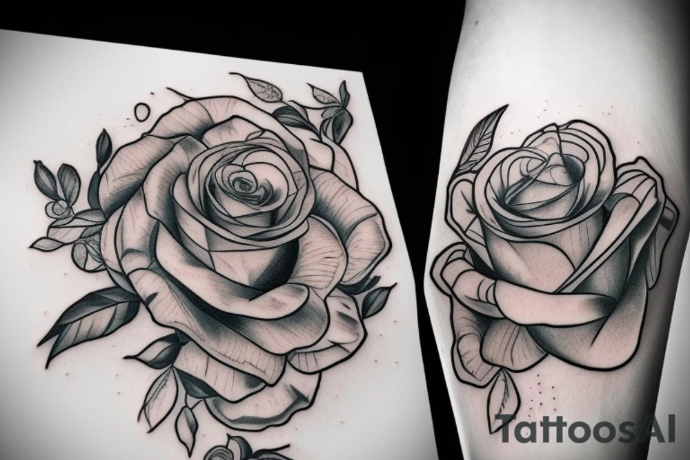 Rose and a butterfly together tattoo idea