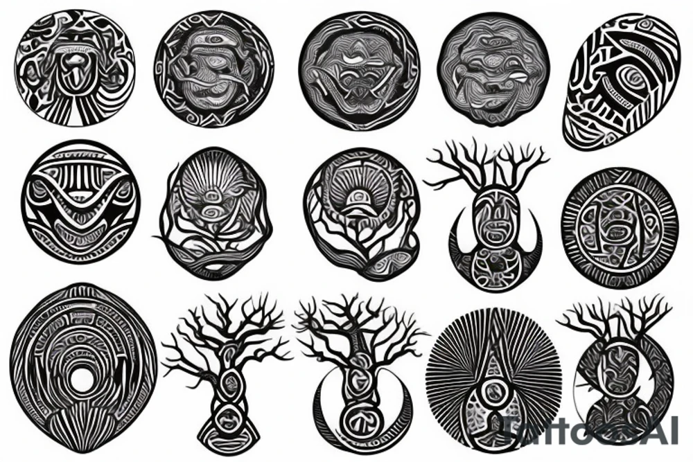 African tribal, 5000 year old South African tree of life, yin yang tattoo idea