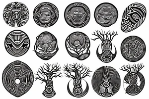 African tribal, 5000 year old South African tree of life, yin yang tattoo idea