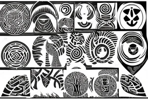 African tribal, 5000 year old South African tree of life, yin yang tattoo idea