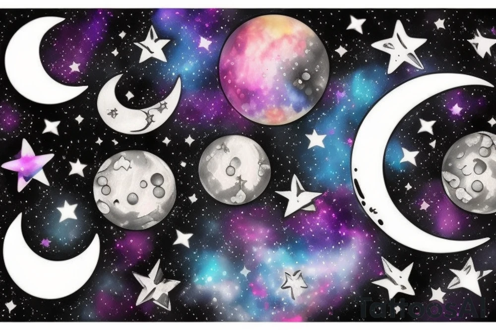 moon galaxy tattoo idea