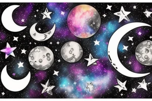 moon galaxy tattoo idea