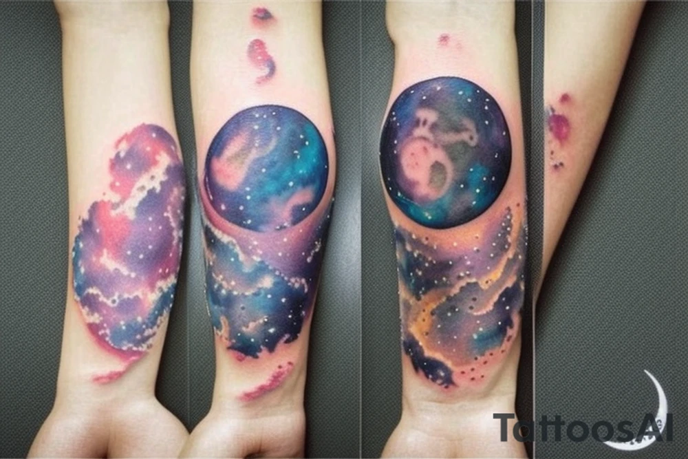 moon galaxy tattoo idea