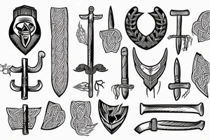 Scandinavian pattern and Viking axe tattoo idea