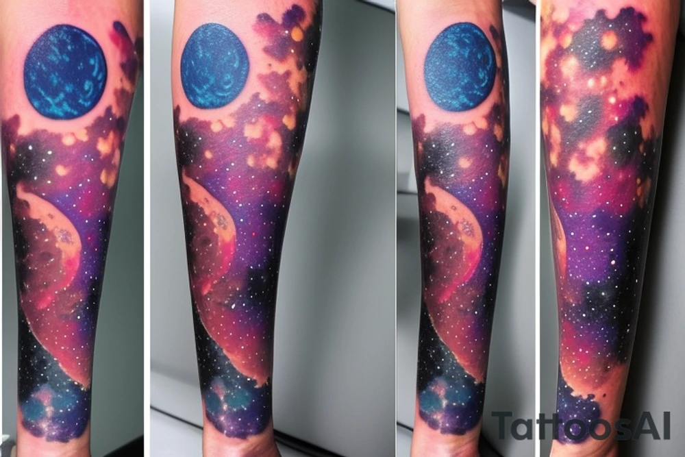 moon galaxy cancer tattoo idea