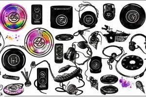 CDJ , speakers , 808 text tattoo idea
