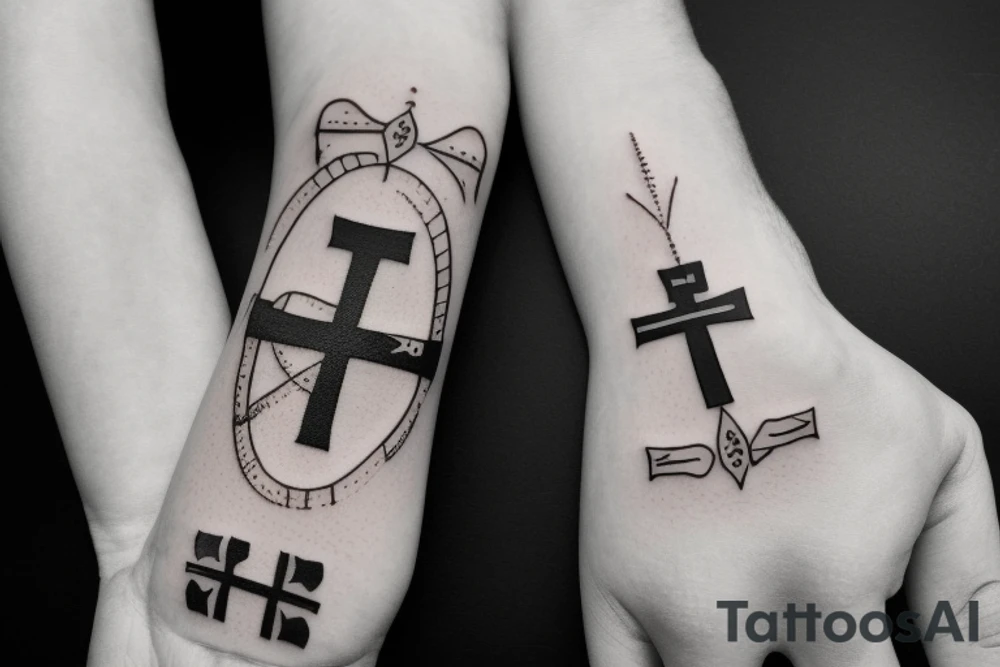 Cross with playing hand and says forever tattoo idea Cross with playing hand and says forever tattoo idea