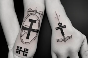 Cross with playing hand and says forever tattoo idea