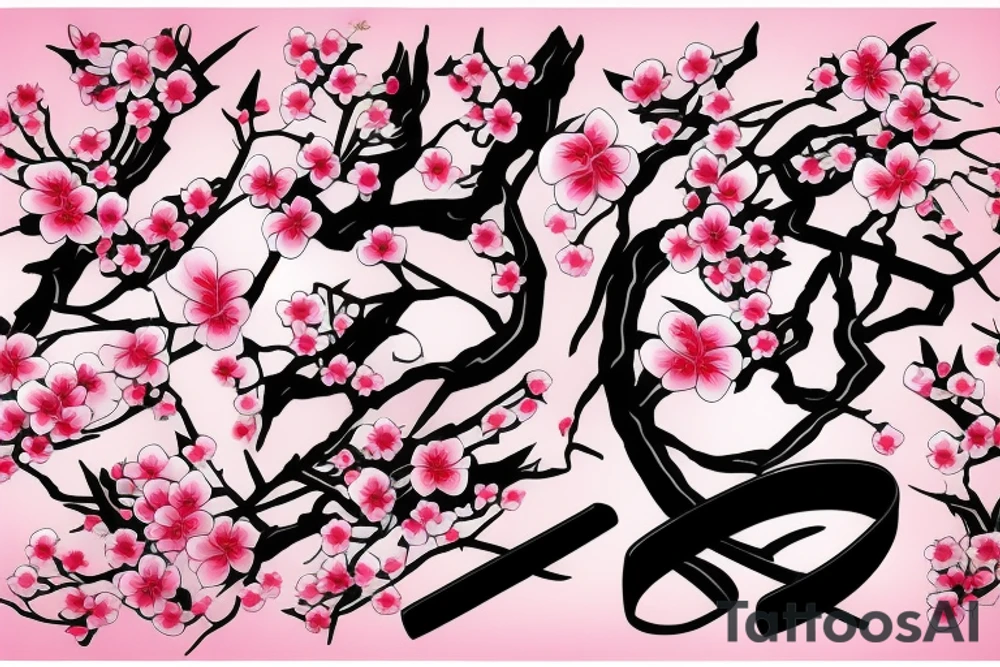 Cherry Blossoms and katana tattoo idea