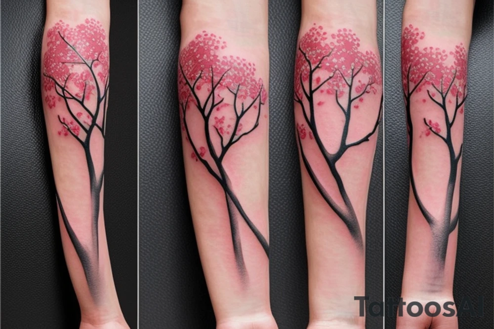 Katana through a cherry blossom tree tattoo idea