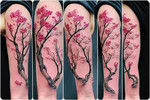 Katana through a cherry blossom tree tattoo idea
