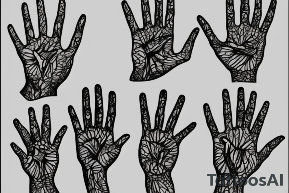 Transparent hand outline tattoo idea