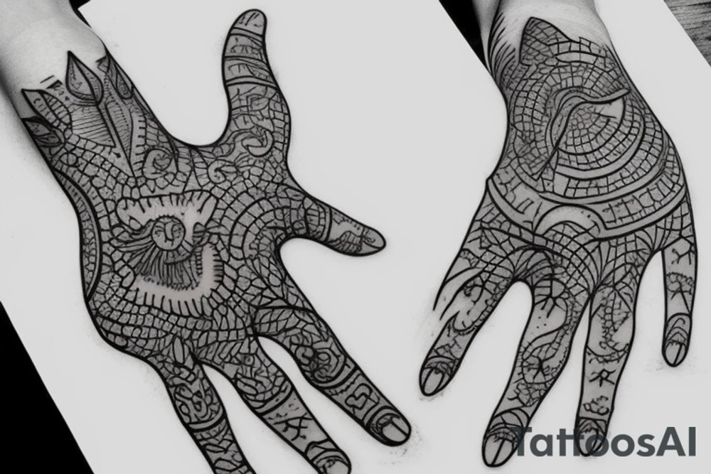 Hand outline, half transparent tattoo idea