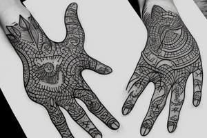 Hand outline, half transparent tattoo idea