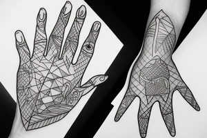 Hand outline, half transparent tattoo idea