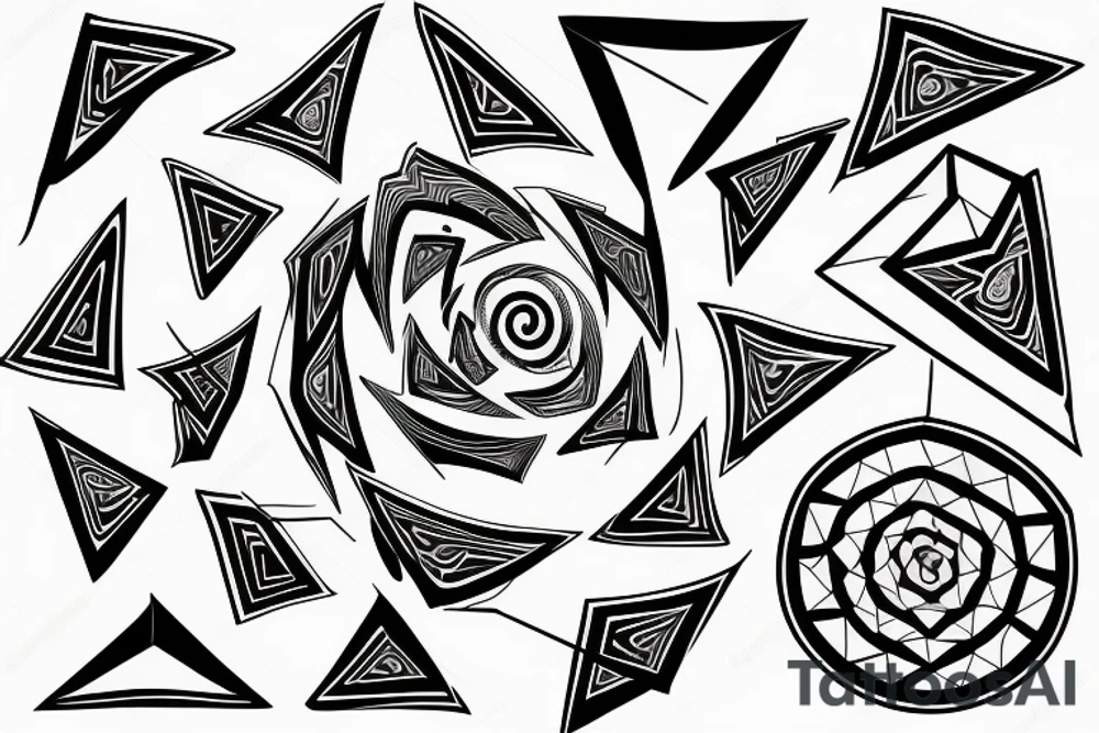 Spiral made of triangles that breaks along to the side tattoo idea