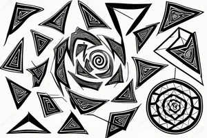 Spiral made of triangles that breaks along to the side tattoo idea