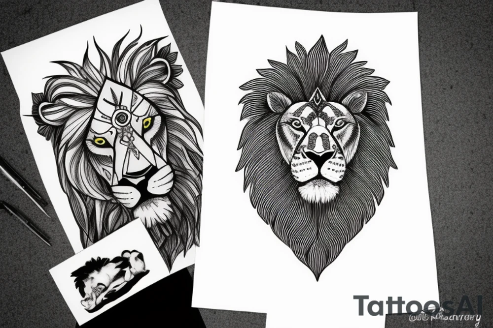 A lion, with the date 24.january 2021 tattoo idea