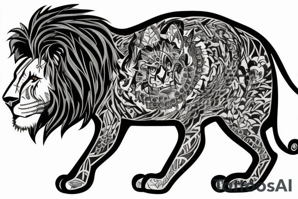A lion. with the date 24.january 2021 somewhere on the tattoo tattoo idea