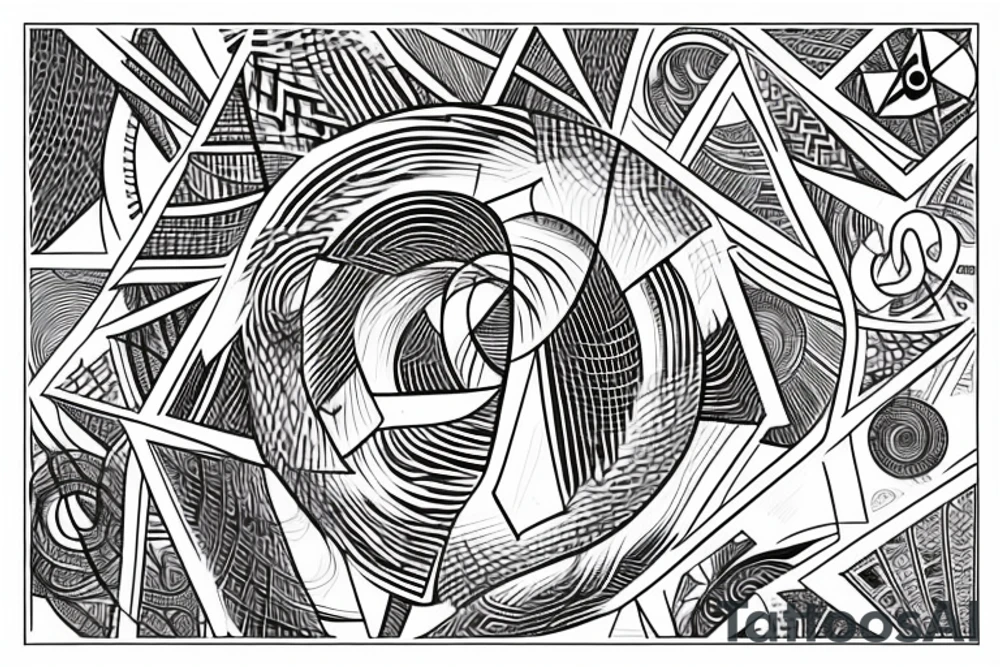 Spiral made of triangles that breaks along to the side tattoo idea