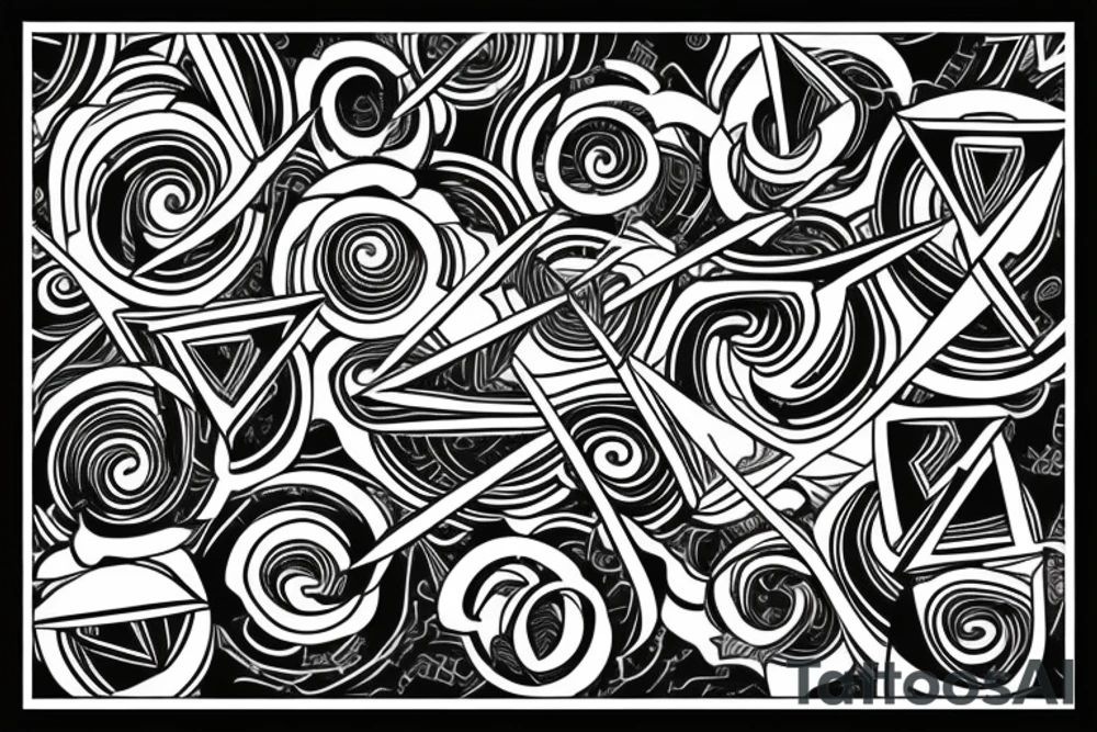 Spiral made of triangles that breaks along to the side tattoo idea
