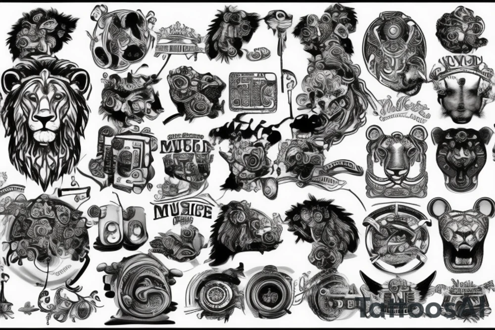 engineering music lion tattoo idea