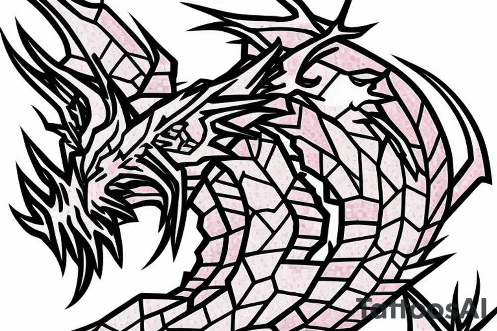 pink dragon in minecraft tattoo idea