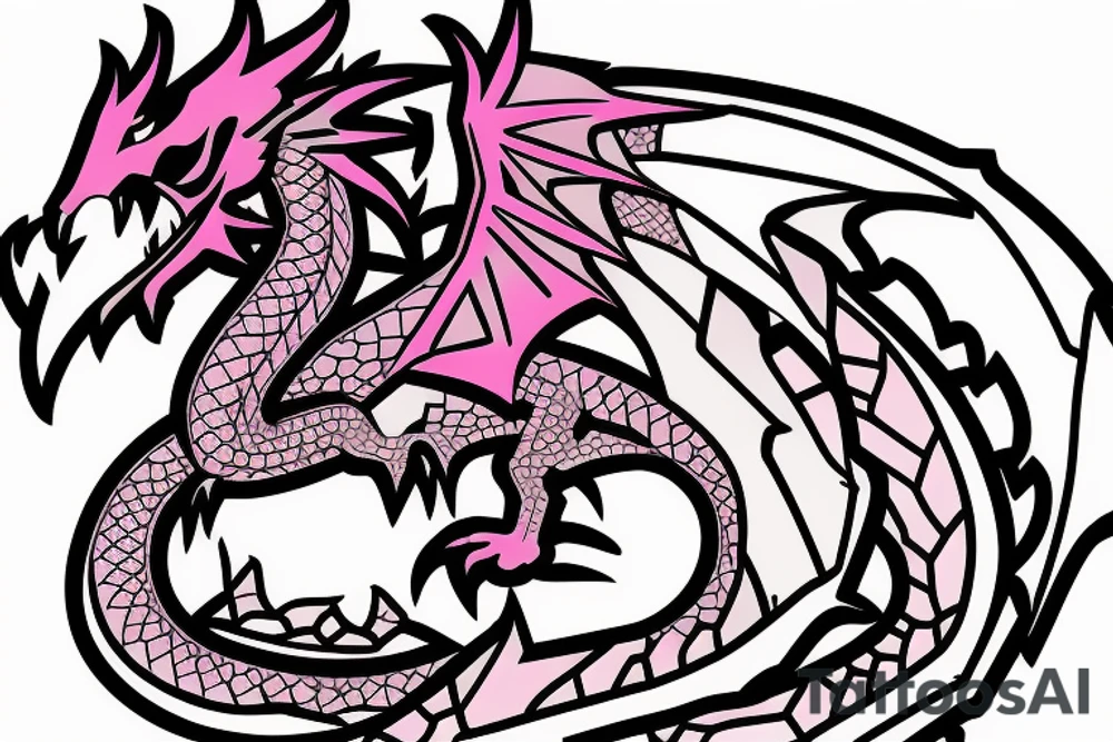 pink dragon in minecraft tattoo idea