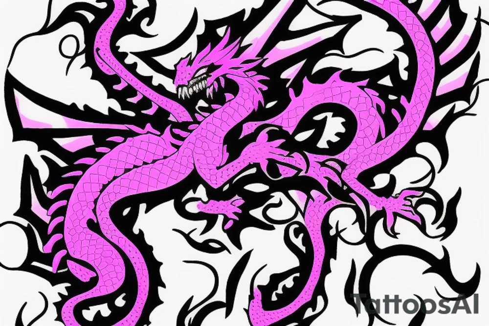 pink dragon in minecraft tattoo idea