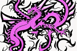 pink dragon in minecraft tattoo idea
