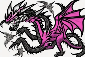 pink dragon in minecraft tattoo idea