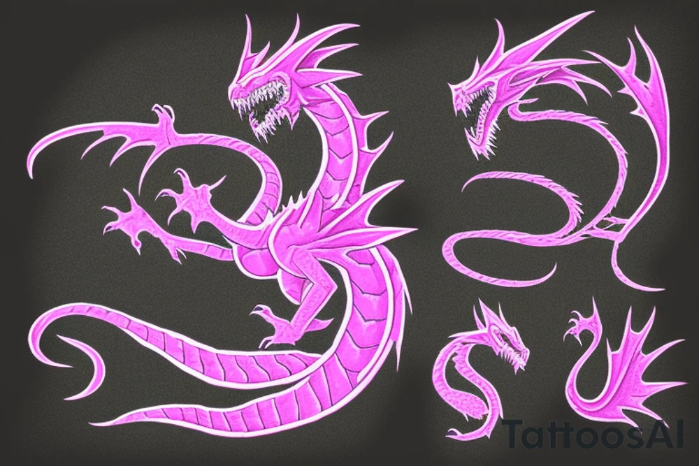 pink dragon in minecraft tattoo idea