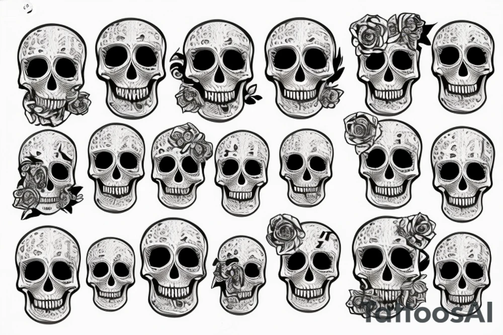 razors and flowers with skull tattoo idea