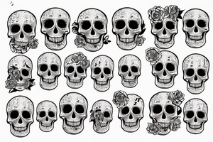 razors and flowers with skull tattoo idea
