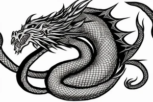 Dragon coiling around a katana tattoo idea