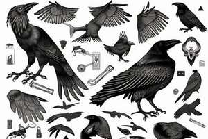 traditional style nordic raven tattoo idea