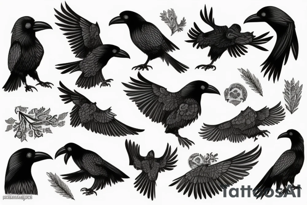traditional style nordic raven tattoo idea