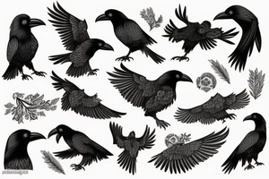 traditional style nordic raven tattoo idea