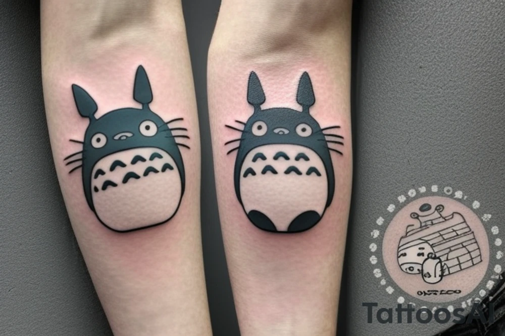 totoro's smiling face as an outline on my forearm, in ghibli studio style tattoo idea