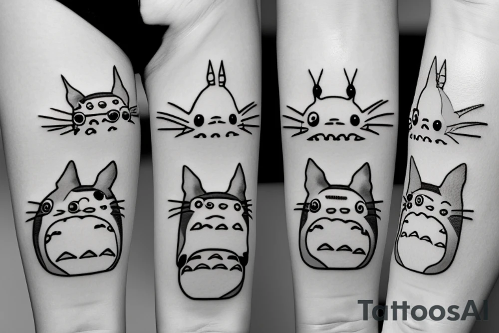 totoro's smiling face as an outline tattoo idea