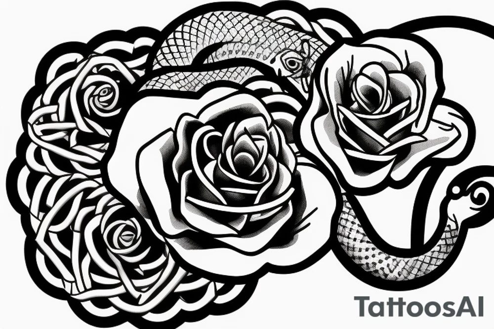 a snake with open mouth arround a rose with thorns tattoo idea a snake with open mouth arround a rose with thorns tattoo idea